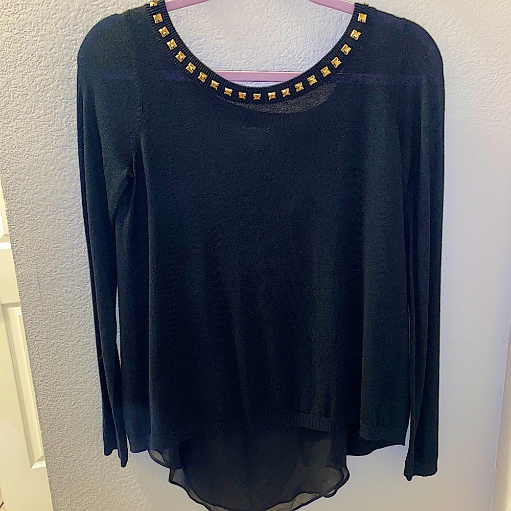 Black Sweater with Gold Jewels